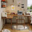 Bureau d'écriture brun en bois massif en forme de L-801507806-801507804
