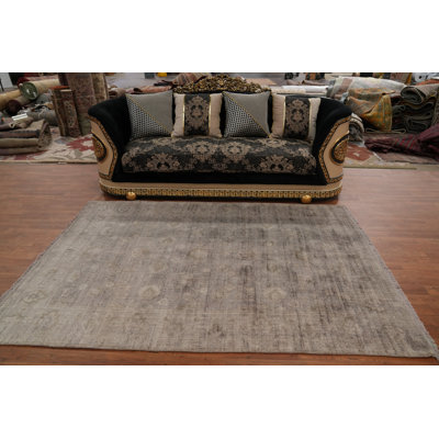 Tapis unique en coton gris anthracite et gris 7 pi 11 po x 5 pi 7 po