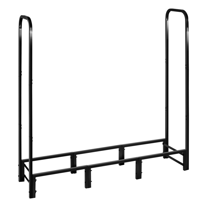 Support à bois de chauffage avec rangement pour cordon de 1/4 po, extérieur 4 pi, structure en acier thermolaqué noir 600D, avec base basculante, couvercle imperméable, amplement d'espace pour l'empiler