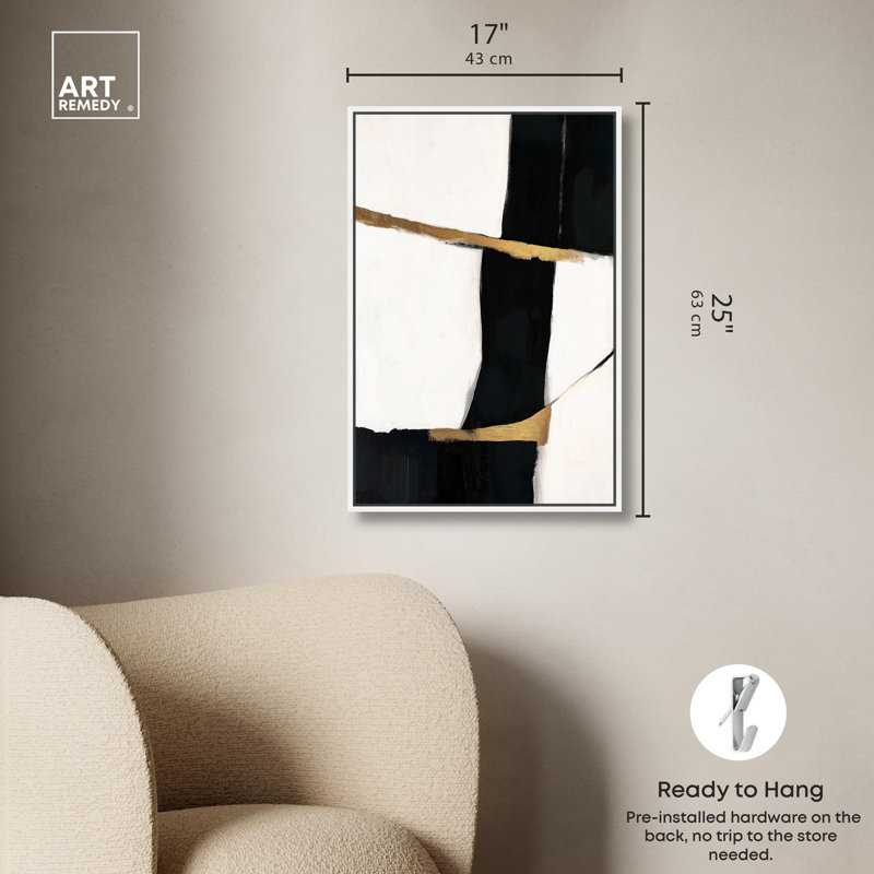 Toile Nexus Counterbalance II par Art Remedy, H 25 po x l 17 po, Cadre flottant, Noir