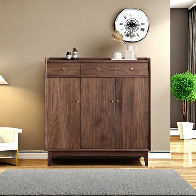 19 Pair Solid Wood Shoe Storage Cabinet
