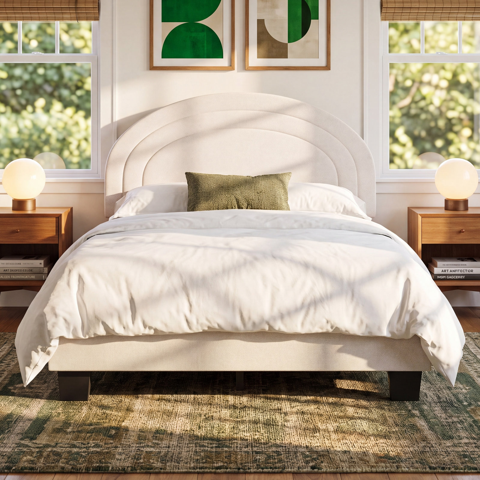 Aurey Upholstered Platform Bed, Twin, White