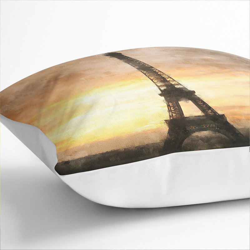 Eiffel Tower Vol.2 Square Throw Cushion, 40cm H x 40cm W x 15cm D, White