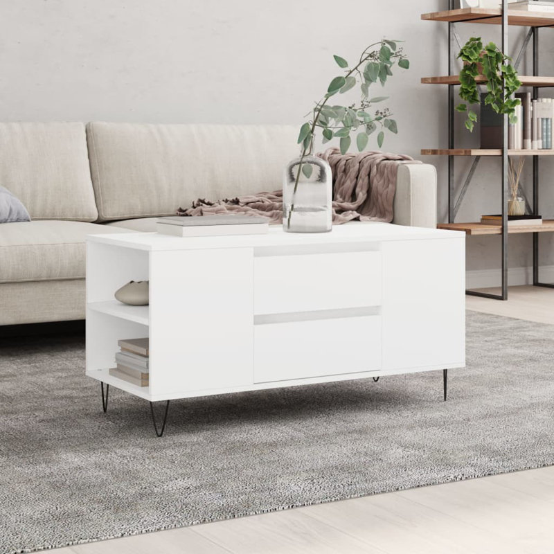 Iriemi Four Leg Coffee Table with Storage, White