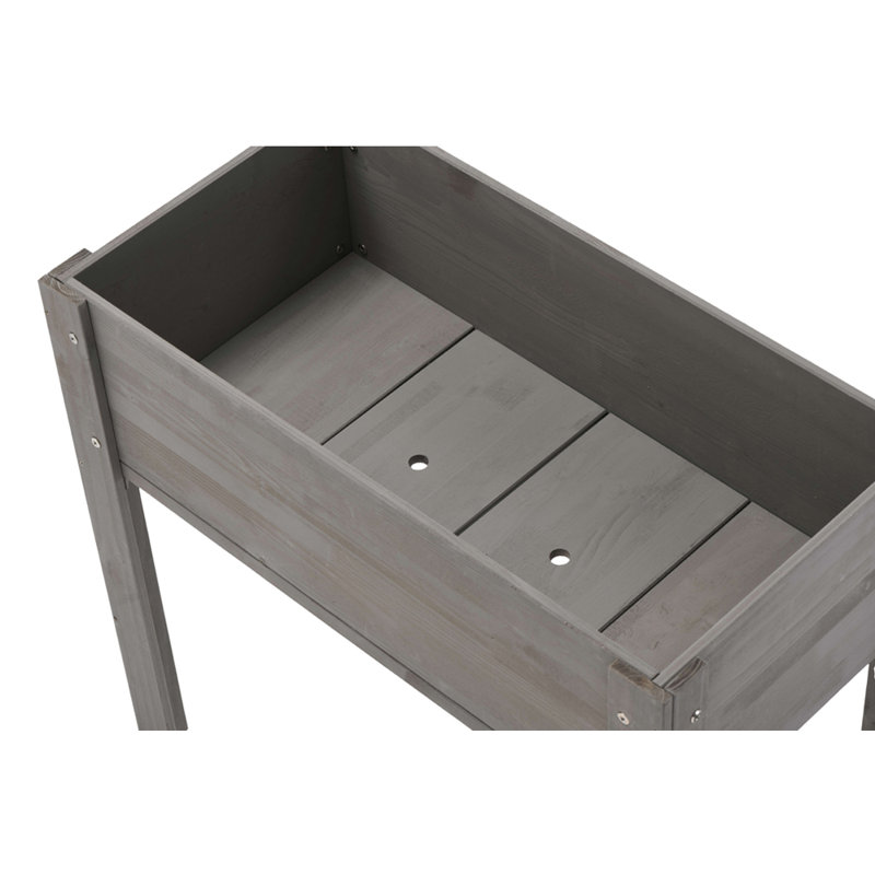 Darral Outdoor Elevated Wooden Planter Box, 31" H x 31" W x 14" D, Gray