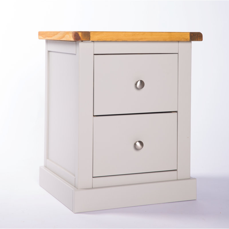 Enders 45 cm W Bedside Table, Grey/White, Silver