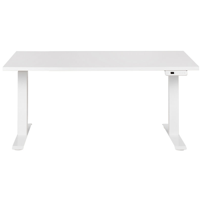 Luff Adjustable Height Steel Standing Desk, 128cm H x 160cm W x 72cm D, White, White