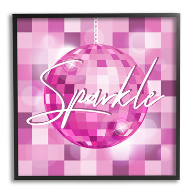 «Sparkle Pink Disco Ball Pattern on Wood» par Martina Pavlova, impression