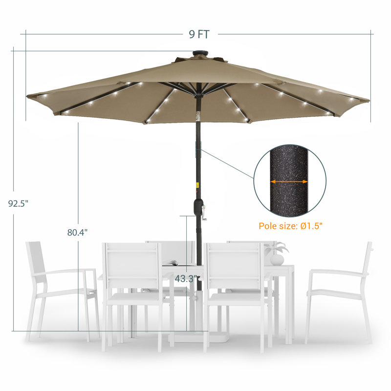 Parasol de marché éclairé 108 po Jamieson, Taupe