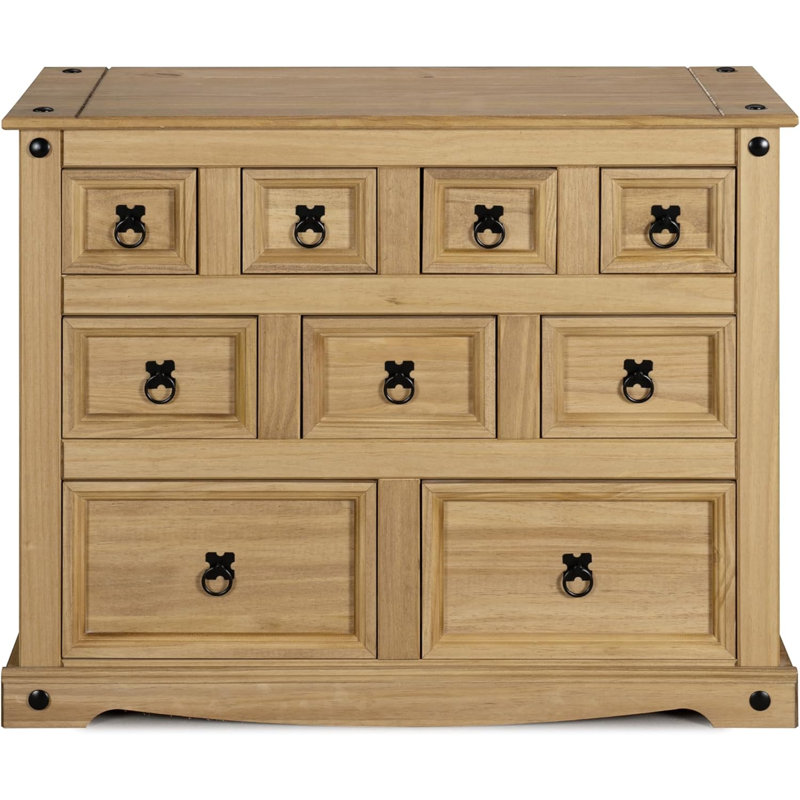 Burrowes Solid Wood 95cm W 9 - Drawer Chest of Drawers