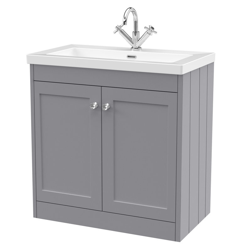 Ashwick Single Bathroom Vanity with Sits On Furniture Basin, Soft Black, 613 cm