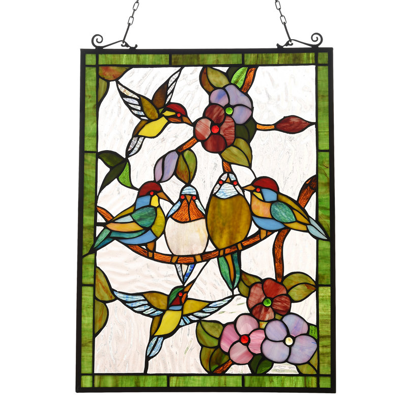 Panneau de vitrail pour oiseaux tropical