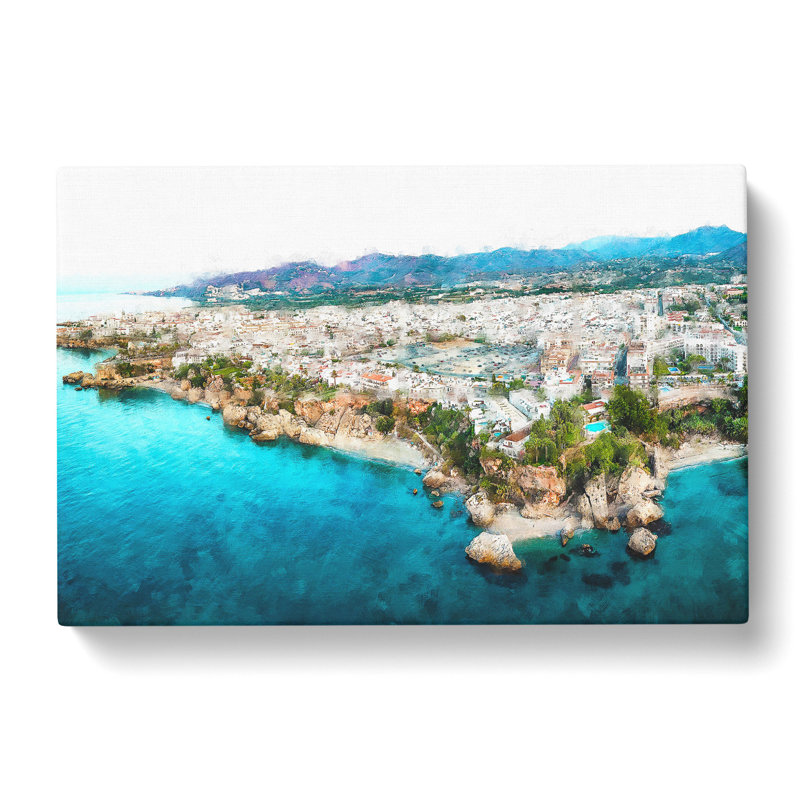 Coastline Of Nerja In Spain - Wrapped Canvas Print, 50cm H x 76cm W x 3cm D