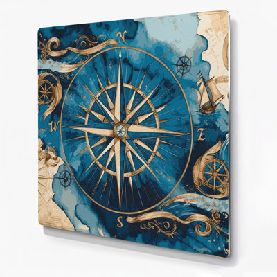 Nautical Compass Designs Beige Metal Wall Art