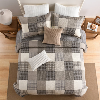 Ensemble de couvre-lit réversible 100% coton 3 pièces 120 po x 120 po