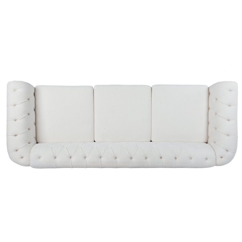 Maurice 84.65" Teddy Upholstered 3-Seater Sofa with Rolled Arms