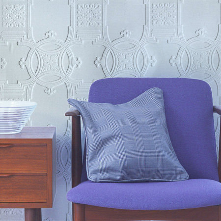 Early Victorian 10m L x 53cm W Geometric 3D Embossed Roll Wallpaper