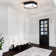 Jivon 12 In. 1 Light Integrated LED Black Contemporary Flush Mount With White Fabric Shade