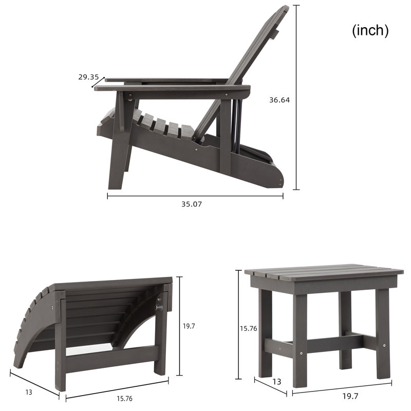 Outdoor Adirondack Chair, Gray