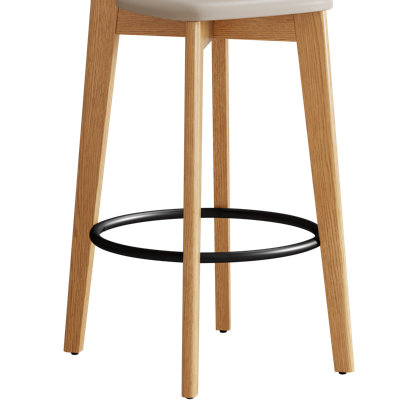 Tabouret à hauteur de comptoir en bois massif de 37 po avec coussin en lin doux