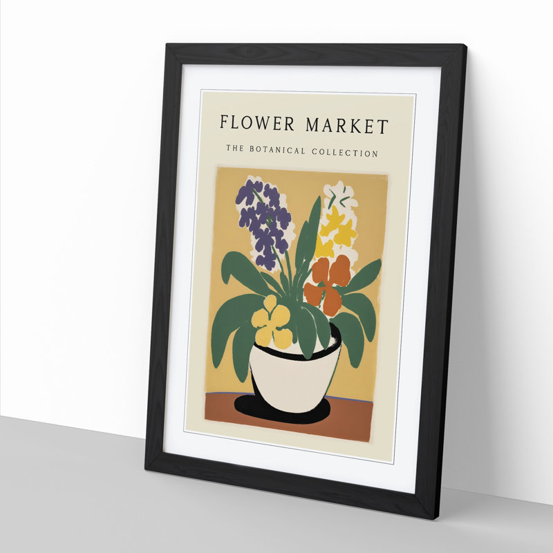 The Botanical Flower Market Exhibition No.4 - Single Picture Frame Print on Wood, 64cm H x 46cm W x 2cm D