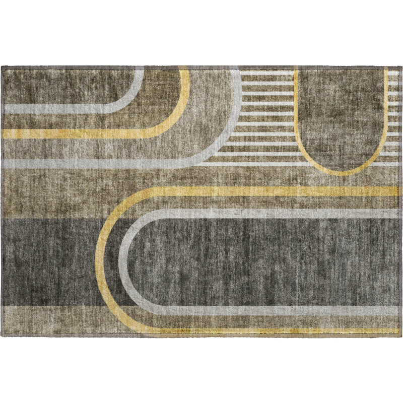 Premium Machine Washable Cerrito AMF532 Taupe Rug, Rectangle 1'8" x 2'6"