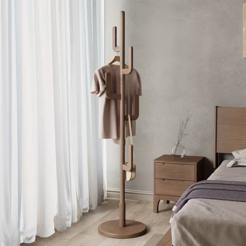 Solid Wood Cactus Coat Rack Stand | Freestanding Coat Rack With 1.59 Gal-shaped Hooks And 3 Adjustable Sizes, Sturdy And Easy To Assemble, Ideal For Entryway