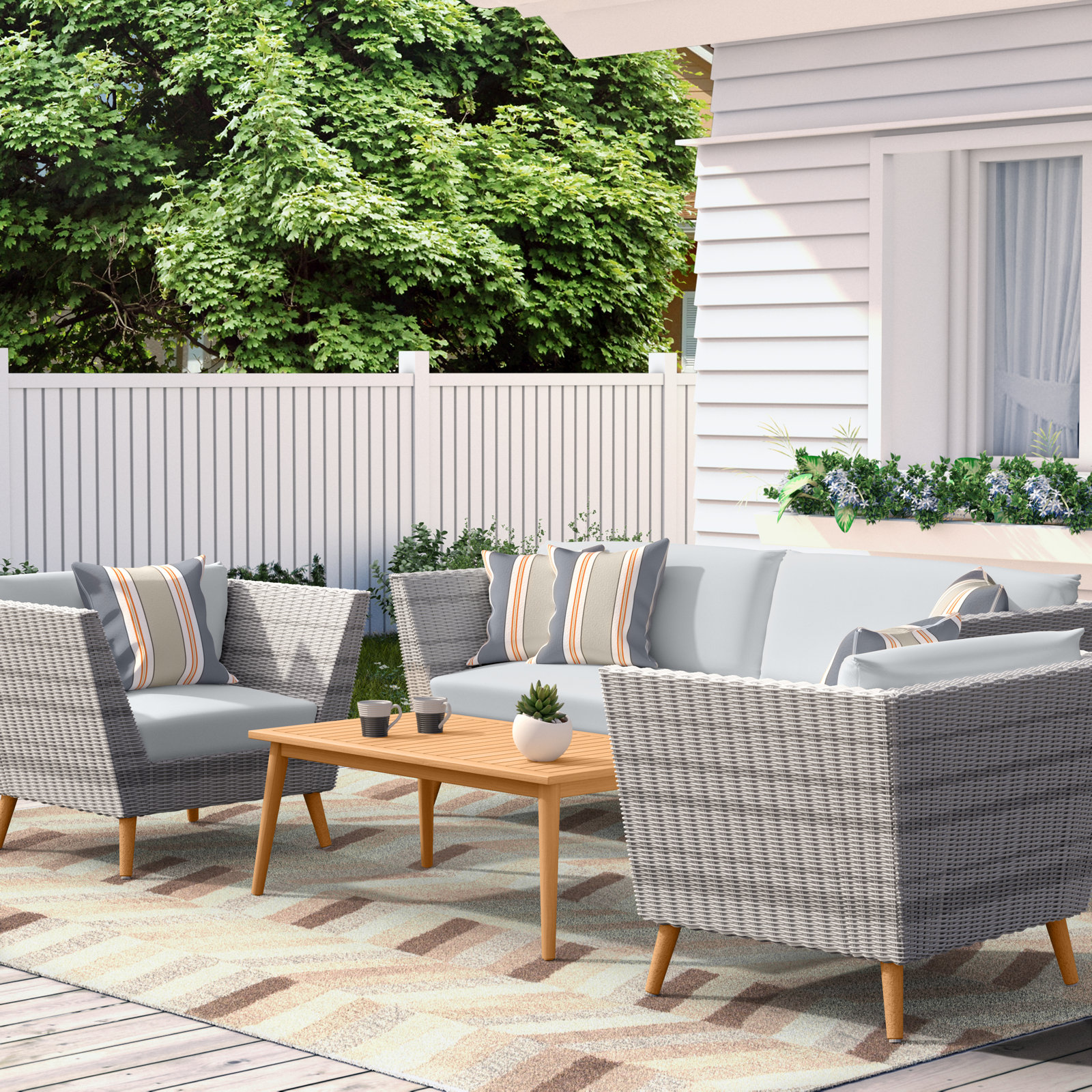 Lumley 2-Person Eucalyptus Patio Seating Group