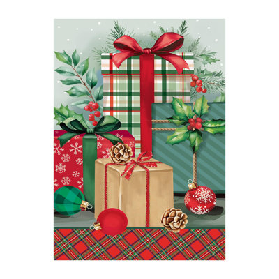 Vintage Holly Present Applique Garden Flag