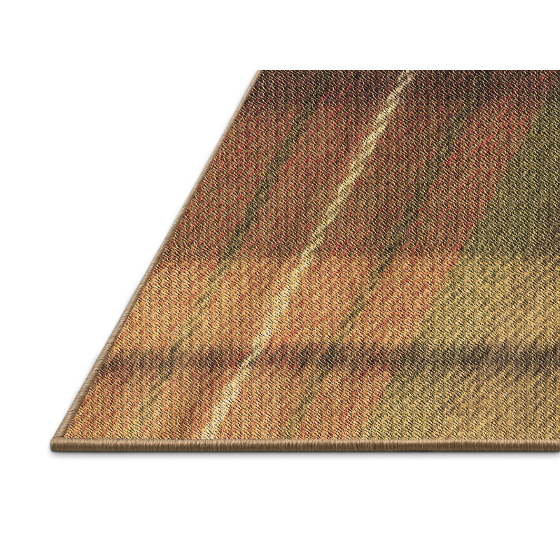 Tapis brun en laine à carreaux, Rectangle 2 pi x 3 pi