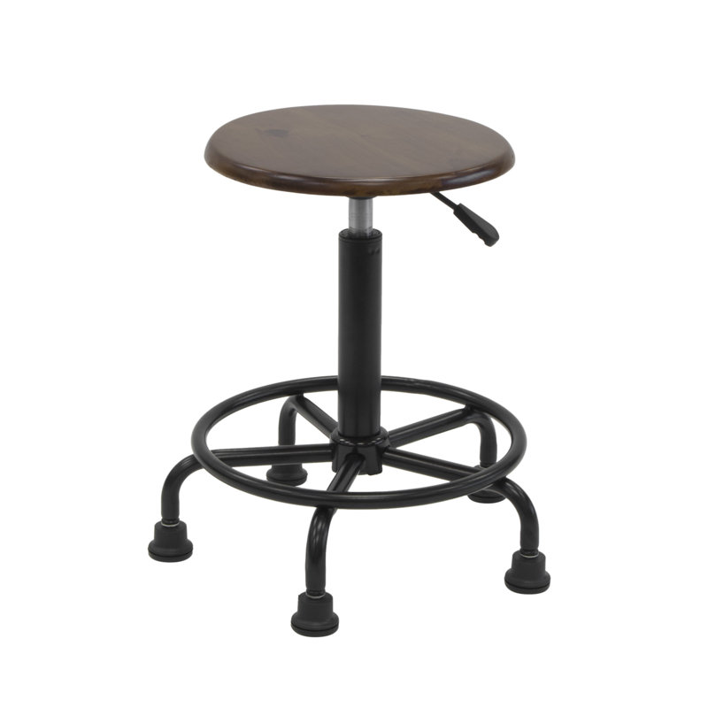Craine Adjustable Height Industrial Stool Footring, Rustic Oak