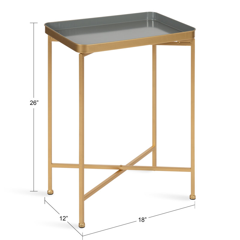 Ekta Tray Top End Table, Gray, Gold