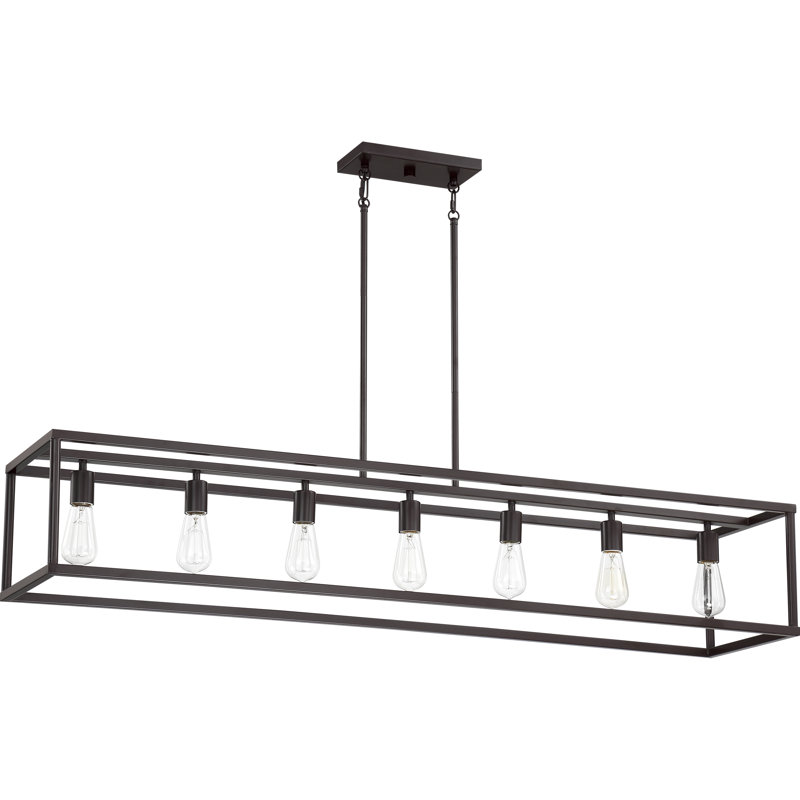 Luminaire suspendu linéaire à 7 lumières pour îlot de cuisine New Harbor, Bronze occidental