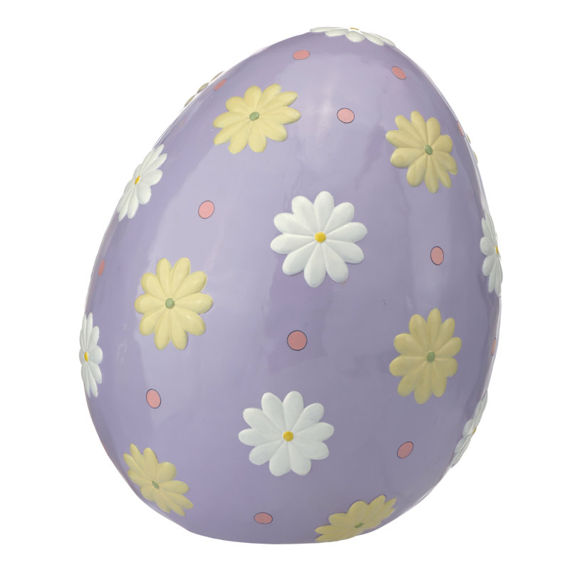 Oeuf de Pâques en résine 22,75 po, Mauve / jaune / blanc