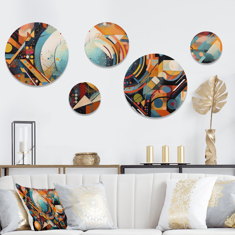 Ensemble de 5 décorations murales à vibrations géométriques IV