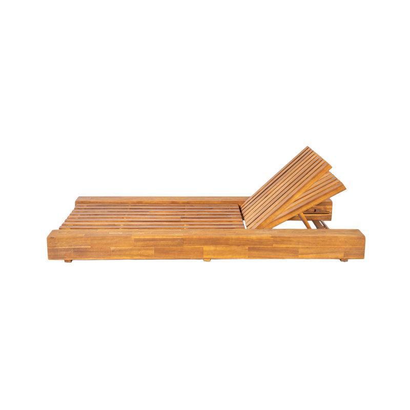 Méridienne d'extérieur 39 po Donnie, Cadre en teck sablé / Coussin crème, 4
