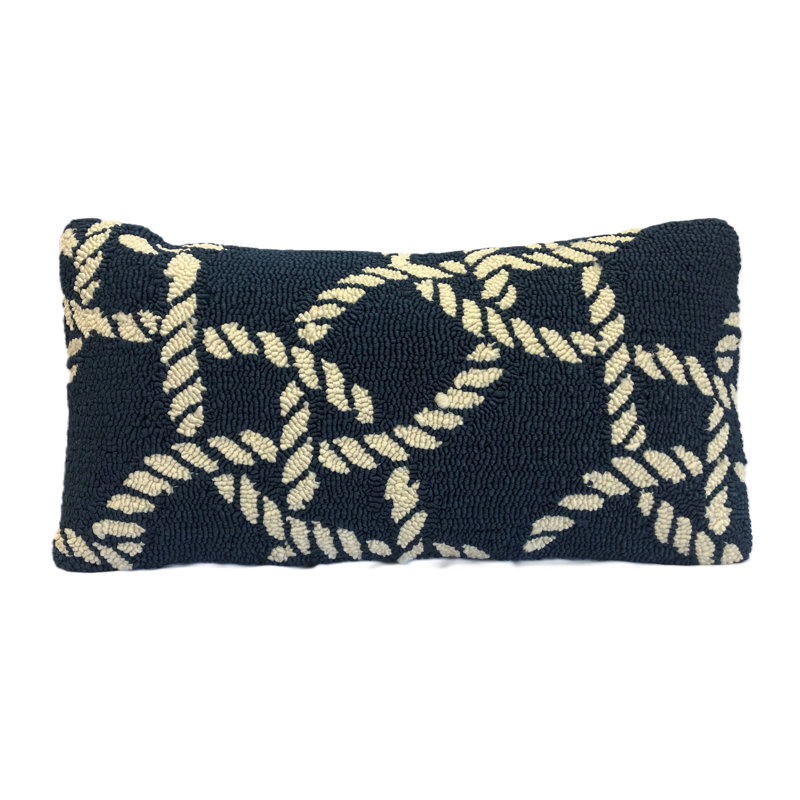 Oreiller en corde indigo treillis taille 12 x 24