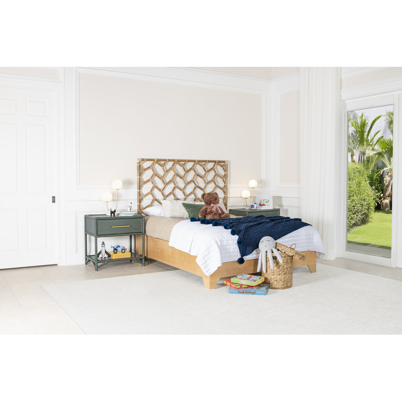 Silas King Platform Bed, Light Blue, King, White