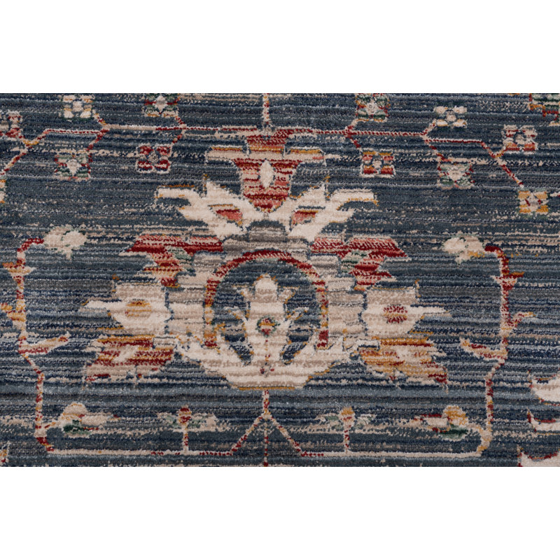 Oriental Machine-Made Blue Area Rug, Rectangle 5'3" x 8'