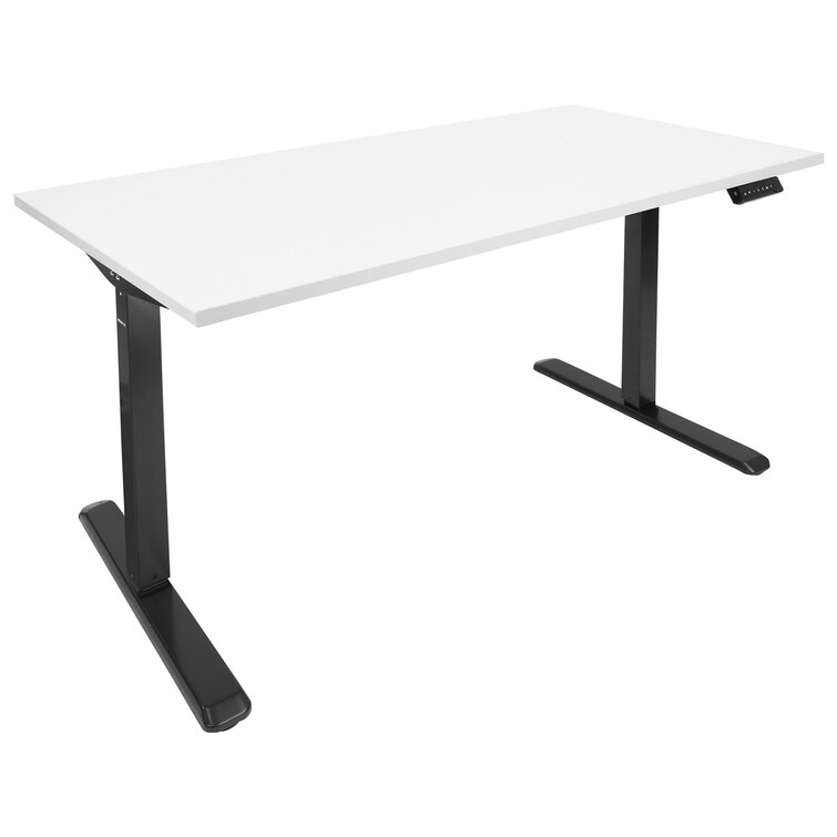 Mount-It! Black Electric Standing Desk Frame with White Tabletop
