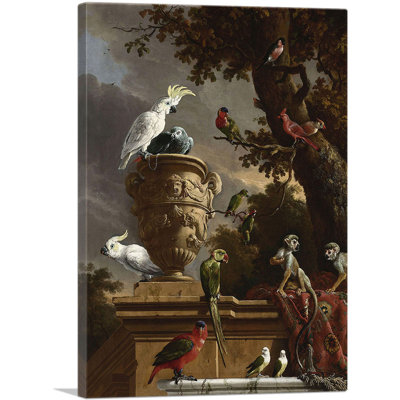 «The Menagerie 1690» par Melchior d-Hondecoeter, reproduction d'art sur toile tendue