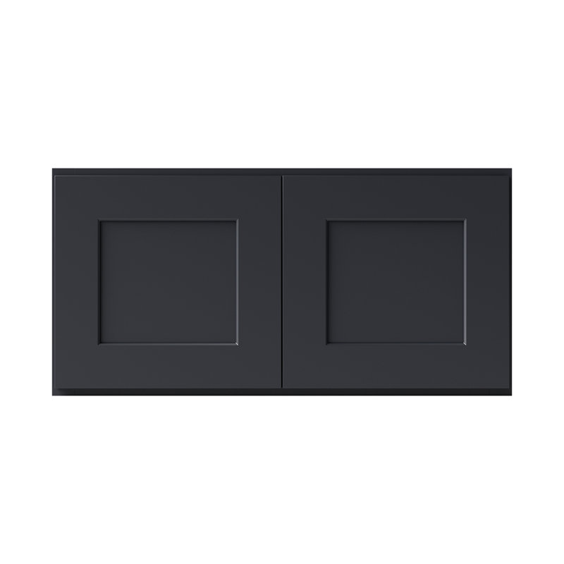 Armoire de cuisine en bois massif prête à assembler, H 15 po x l 30 po x P 12 po, Noir Shaker