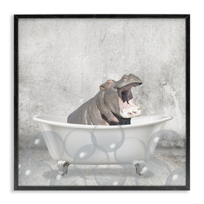 'Baby Hippo Bath Time' - Painting Print