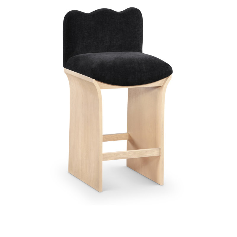Tabouret de comptoir Shaw Cassady, Tissu chenille noir, Naturel