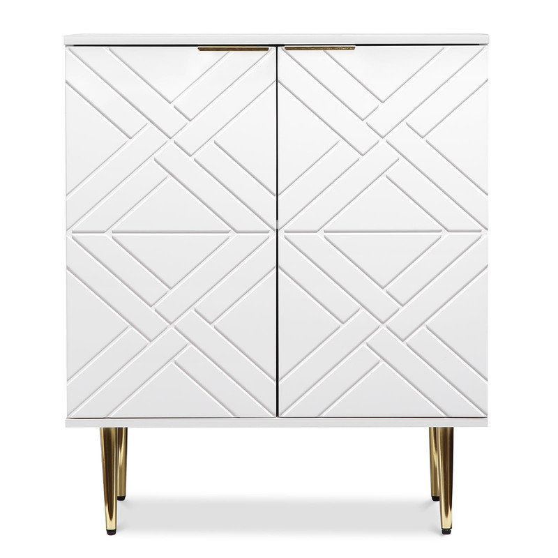 34.5"H Wood Accent Cabinets With 2 Doors, white