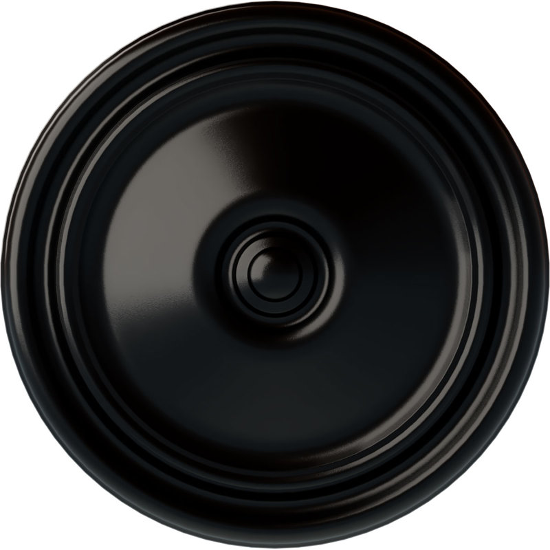 Endurathane Reece Ceiling Medallion, 12"OD x 1 3/4"P (Fits Canopies up to 2 3/8"), Hand-Painted Jet Black Finish, Jet Black