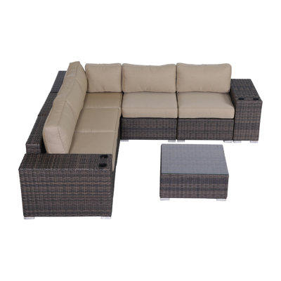 Ensemble de conversation modulaire avec coussins 8 pièces Meltham