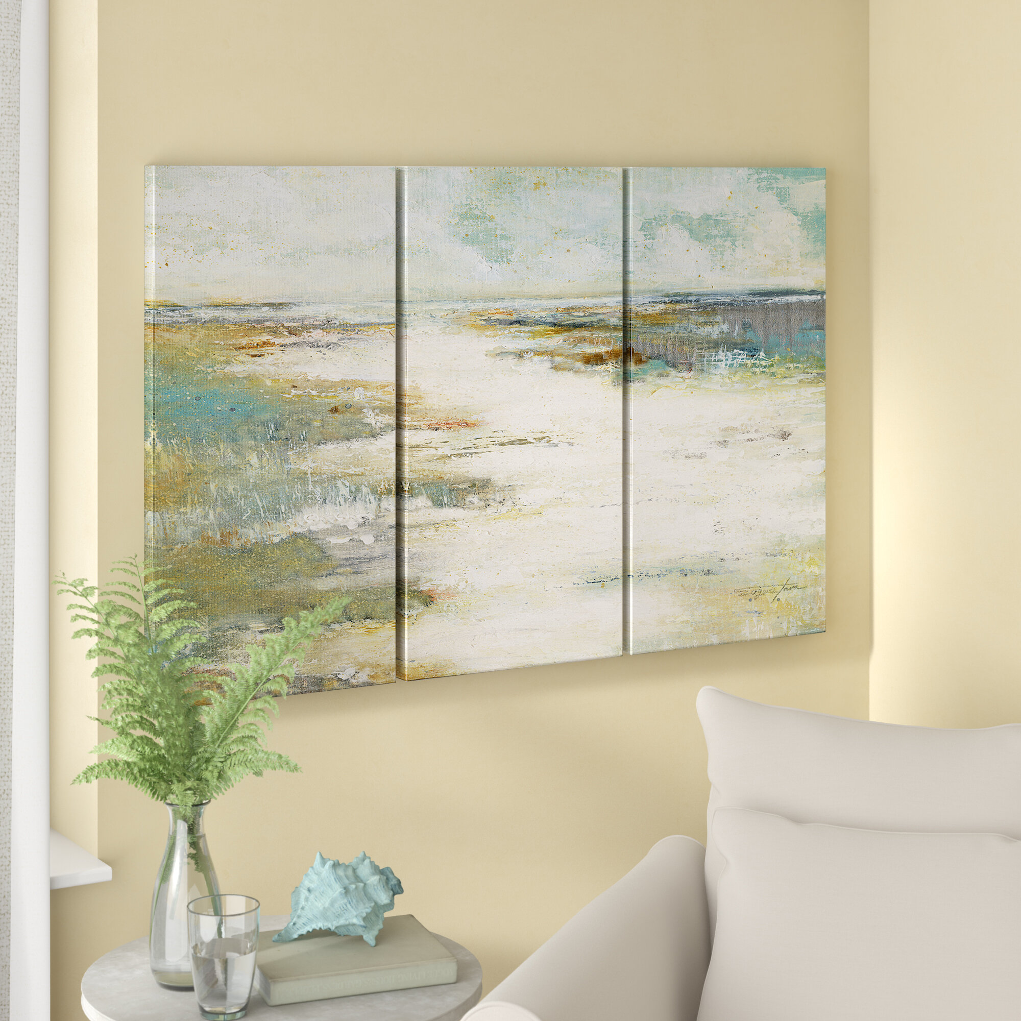 Beachcrest Home™ Misty Coast - 3 Piece Multi-Piece Image on Canvas ...