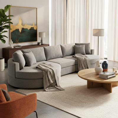 Marlowe 3-Piece Curved Chenille Upholstered Sofa With Plush Cushions, Rounded Arms, And Sculptural Silhouette
