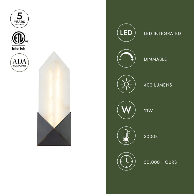 Caesar 1 - Light LED Bath Sconce, Urban Bronze/Alabaster